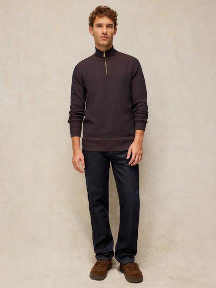 White Stuff Attadale Cotton Zip Neck Jumper, Dark Brown, Dark Brown
