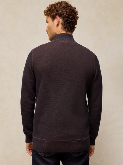 White Stuff Attadale Cotton Zip Neck Jumper, Dark Brown - view 2, Dark Brown