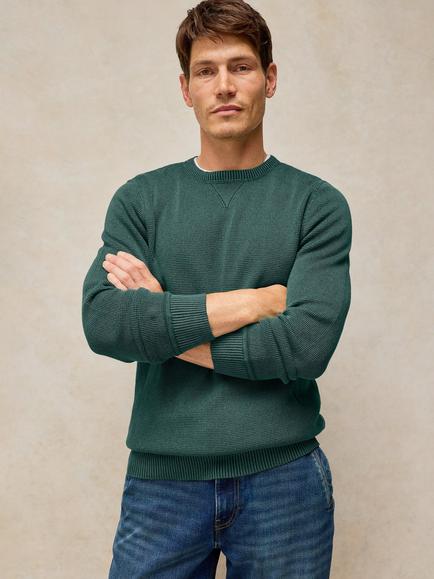 White Stuff Attadale Crew Neck Jumper, Bright Blue - view 2, Dark Green