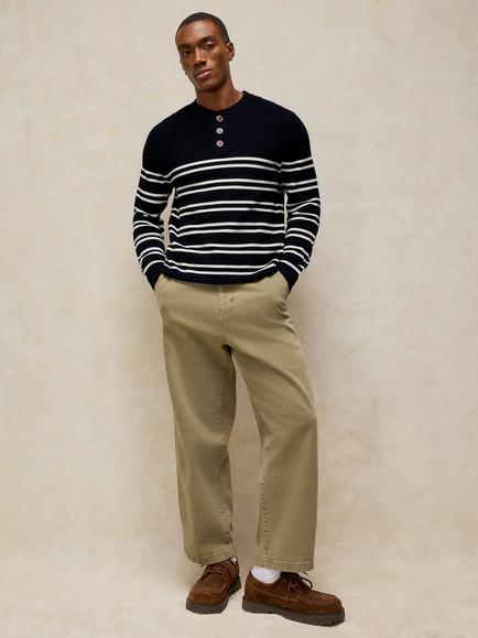 White Stuff Attadale Button Neck Cotton Jumper, Navy/Multi, Navy/Multi