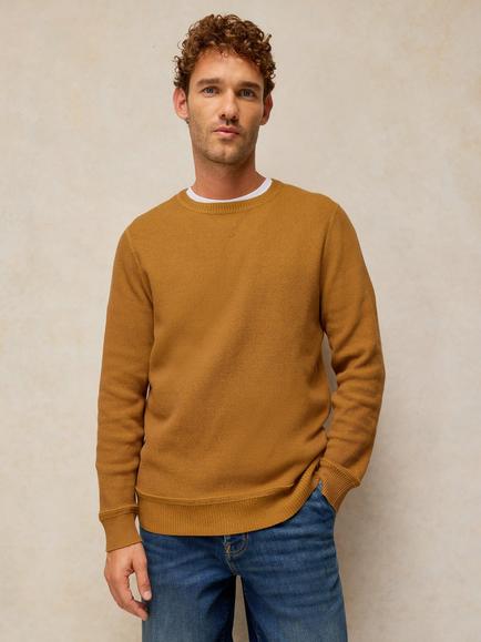 White Stuff Attadale Crew Neck Jumper, Bright Blue - view 2, Mid Tan