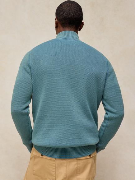 White Stuff Attadale Zip Neck Jumper, Mid Teal - view 2, Mid Teal