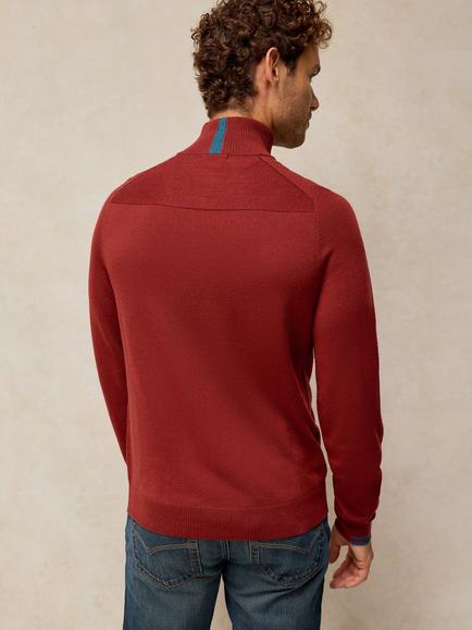 White Stuff Conway Merino Wool Zip-Neck Jumper, Dark Red - view 2, Dark Red