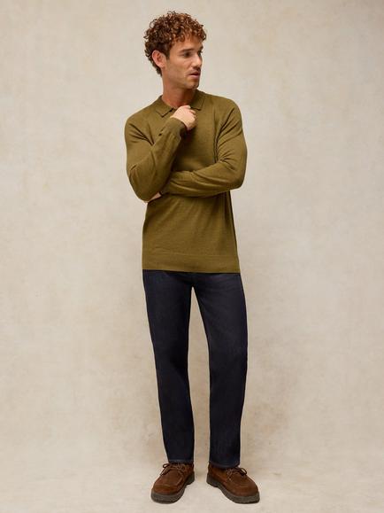 White Stuff Newport Long Sleeve Polo Jumper, Dark Chart, Dark Chart
