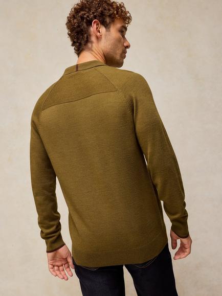 White Stuff Newport Long Sleeve Polo Jumper, Dark Chart - view 2, Dark Chart