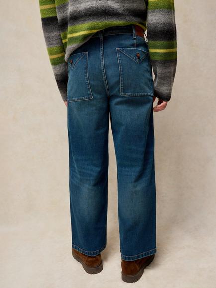 White Stuff Walker Straight Wide Leg Fit Jeans, Mid Blue - view 2, Mid Blue