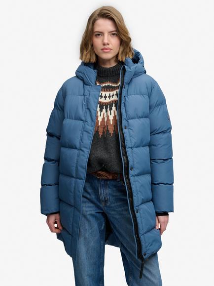Superdry Hooded Sports Puffer Mid Length Jacket, Dry Slate Blue, Dry Slate Blue