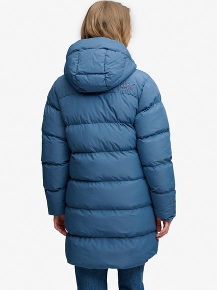 Superdry Hooded Sports Puffer Mid Length Jacket, Dry Slate Blue - view 2, Dry Slate Blue