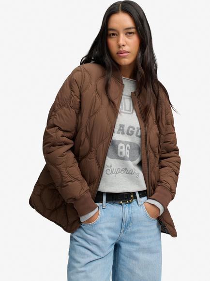 Superdry Short Onion Quilt Liner Jacket, Kombicha Brown