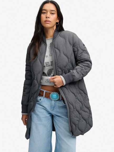 Superdry Longline Onion Quilt Liner Jacket, Ebony