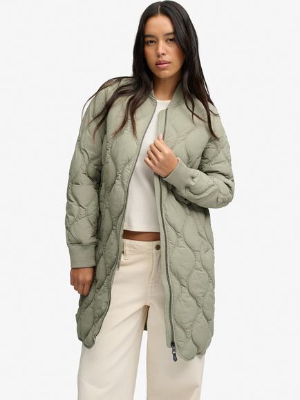 Superdry Longline Onion Quilt Liner Jacket, Light Khaki Green