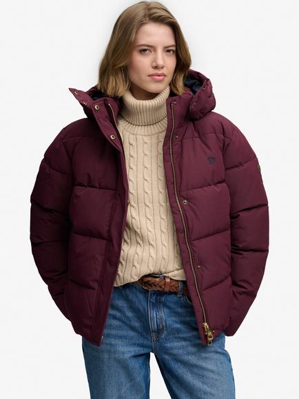 Superdry Premium Hooded Puffer Jacket, Fig Purple