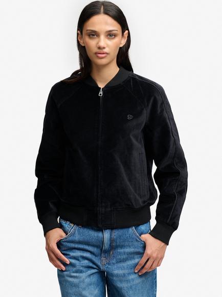 Superdry Velvet Bomber Jacket, Black, Black