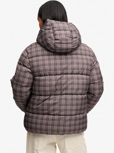 Superdry Premium Printed Check Puffer Jacket, Chestnut Brown Check - view 2, Chestnut Brown Check