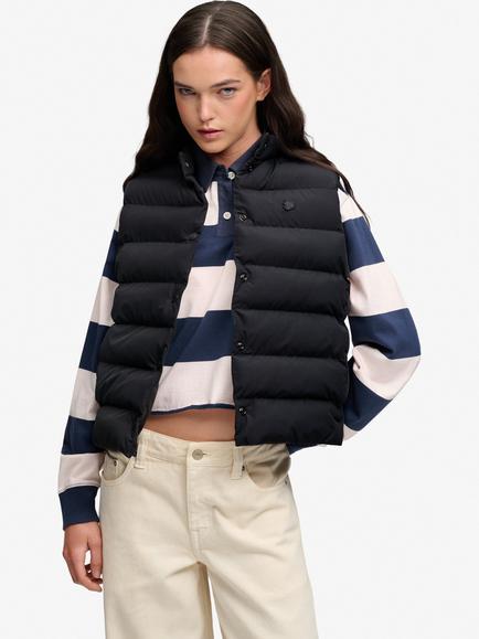 Superdry Padded Snap Gilet, Ebony, Ebony