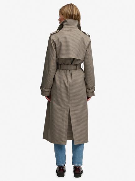 Superdry Micro Check Trench Coat, Brown - view 2, Brown