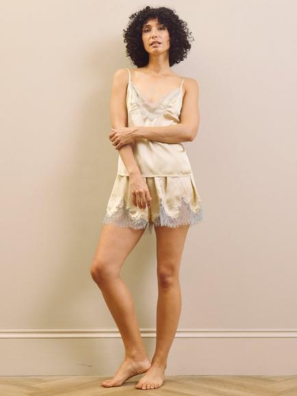 Their Nibs Camisole Short Satin Pyjama Set, Ivory, Ivory