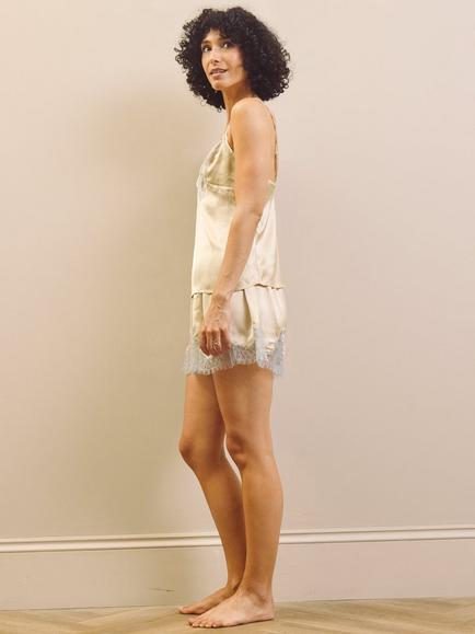 Their Nibs Camisole Short Satin Pyjama Set, Ivory - view 2, Ivory