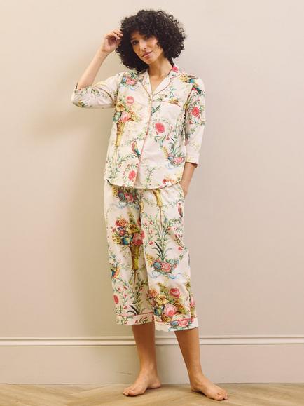 Their Nibs Neo Classical Bouquet Print Cotton Pyjamas, White, White