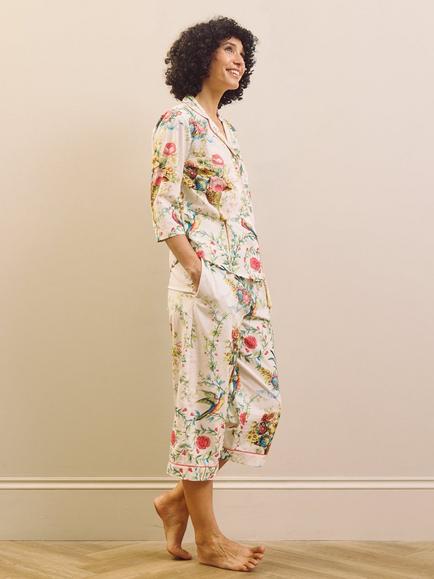 Their Nibs Neo Classical Bouquet Print Cotton Pyjamas, White - view 2, White