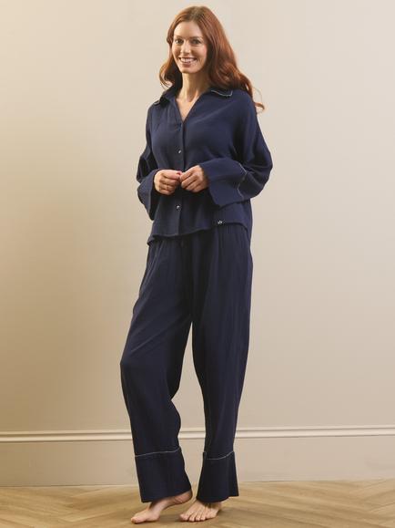 Their Nibs Cotton Gauze Pyjamas, Navy, Navy