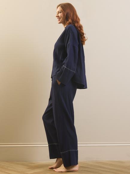Their Nibs Cotton Gauze Pyjamas, Navy - view 2, Navy