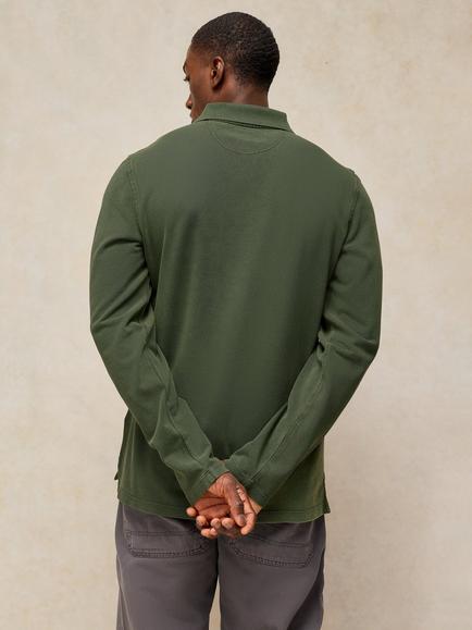 White Stuff Long Sleeve Utility Polo Shirt, Mid Teal - view 2, Dark Green
