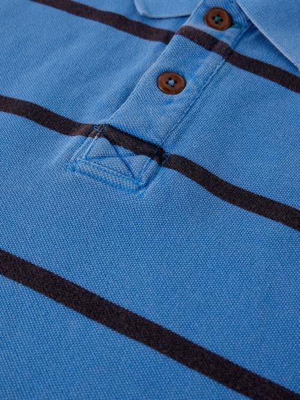 White Stuff Striped Polo Shirt, Mid Blue - view 2, Mid Blue