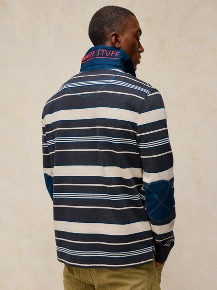 White Stuff Yarmouth Pure Cotton Striped Rugby Shirt, Grey/Multi - view 2, Grey/Multi