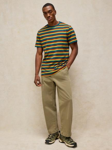 White Stuff Abersoch Cotton Stripe Crew Neck T-Shirt, Brown, Brown