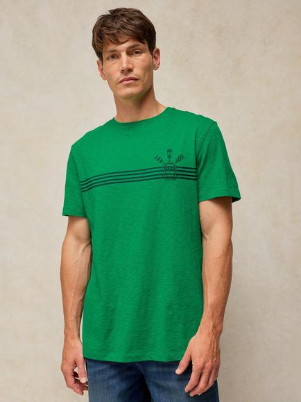 White Stuff Abersoch Cotton Graphic Crew Neck T-Shirt, Green, Green