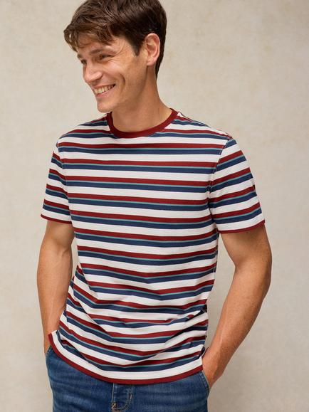 White Stuff Abersoch Cotton Stripe Crew Neck T-Shirt, Ivory/Multi, Ivory/Multi