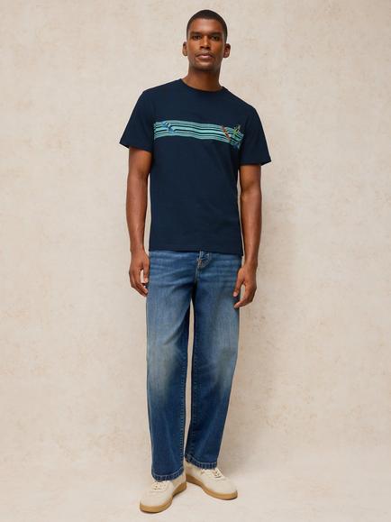 White Stuff Abersoch Cotton Rich Graphic Crew Neck T-Shirt, Navy, Navy