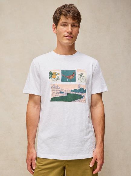 White Stuff Abersoch Cotton Landscape Crew Neck T-Shirt, White - view 2, White