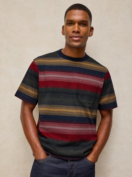 White Stuff Horsham Cotton Stripe Crew Neck T-Shirt, Grey/Multi, Grey/Multi