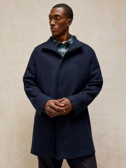 White Stuff Witham Wool Rich Overcoat, Dark Navy, Dark Navy