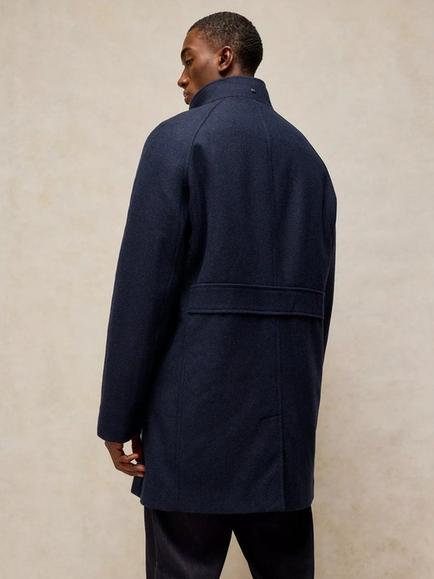 White Stuff Witham Wool Rich Overcoat, Dark Navy - view 2, Dark Navy