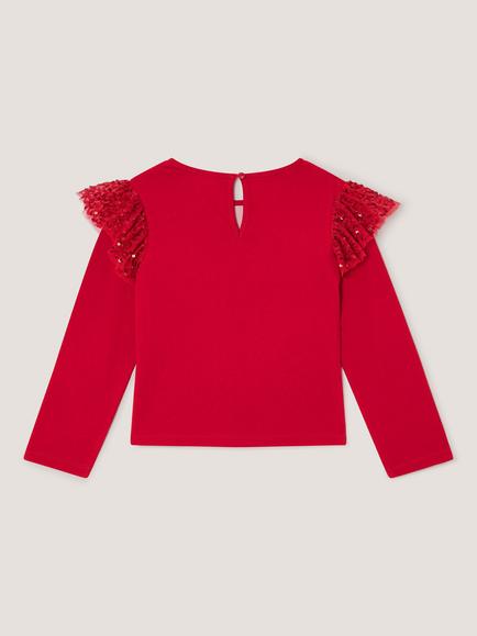 Monsoon Kids' Cotton Santa Letter Long Sleeve T-Shirt, Red - view 2, Red