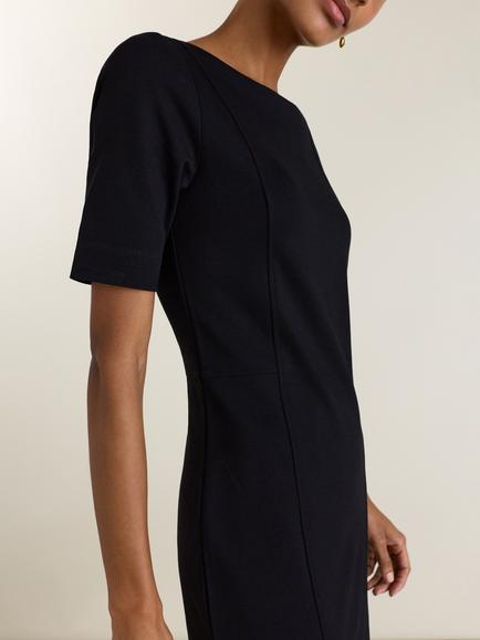 Baukjen April Ponte Knee Length Boat Neck Dress, Black - view 2, Black
