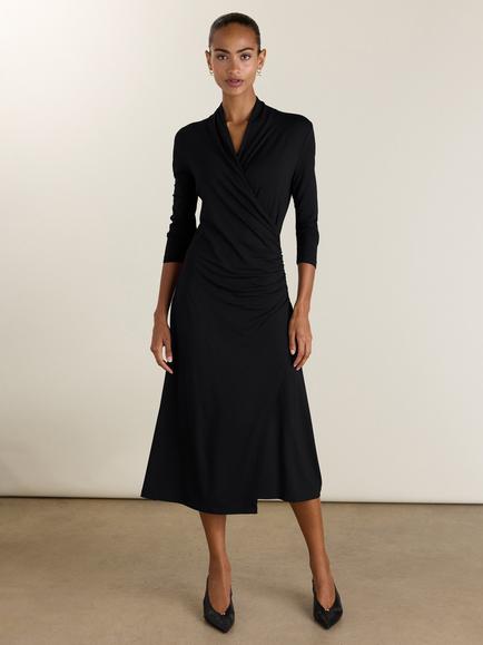 Baukjen Gylda Wrap Midi Dress, containing LENZING™ ECOVERO™ Viscose, Black, Black