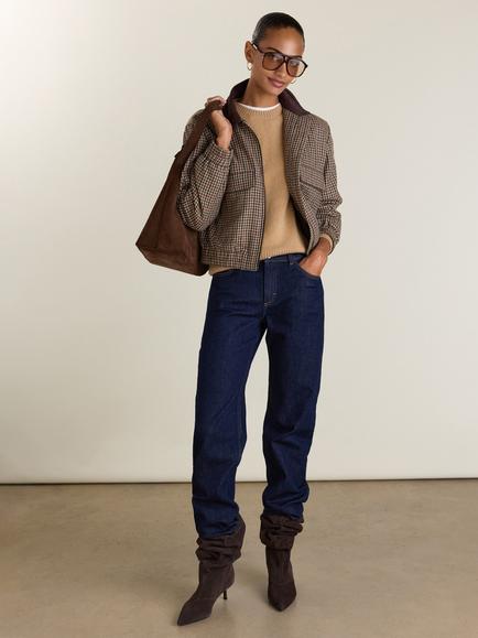 Baukjen Charlie Puppytooth Check Bomber Jacket, Neutral - view 2, Neutral