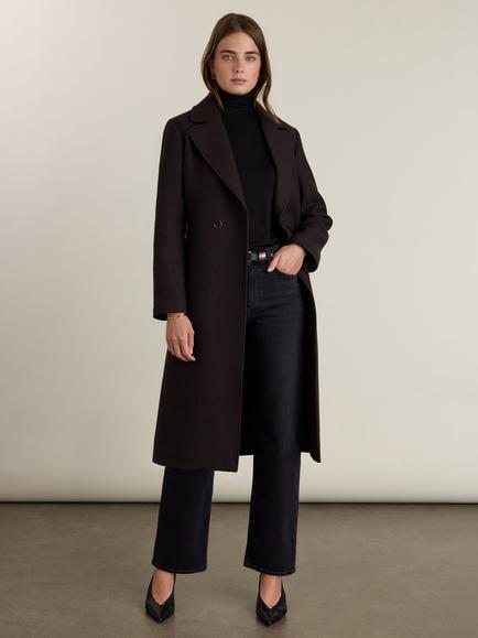 Baukjen Chelsea Wool Rich Wrap Coat, Dark Chocolate, Dark Chocolate
