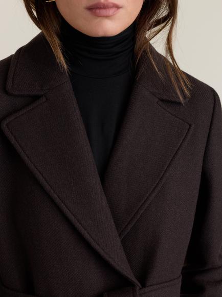 Baukjen Chelsea Wool Rich Wrap Coat, Dark Chocolate - view 2, Dark Chocolate
