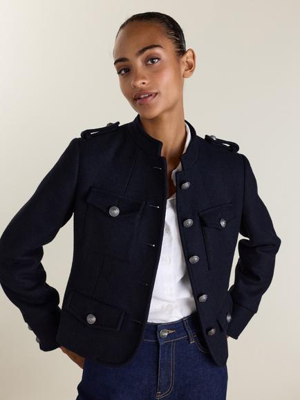 Baukjen Lowry Wool Blend Military Jacket, Navy, Navy