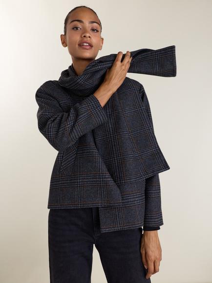 Baukjen Tess Check Recycled Wool Rich Overcoat, Grey, Grey