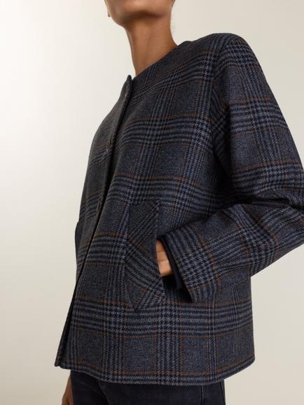 Baukjen Tess Check Recycled Wool Rich Overcoat, Grey - view 2, Grey