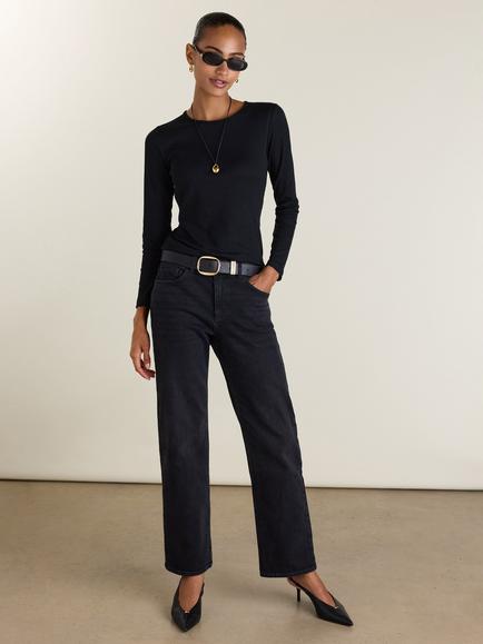 Baukjen Kim Mid Rise Straight Leg Jeans, Washed Black, Washed Black