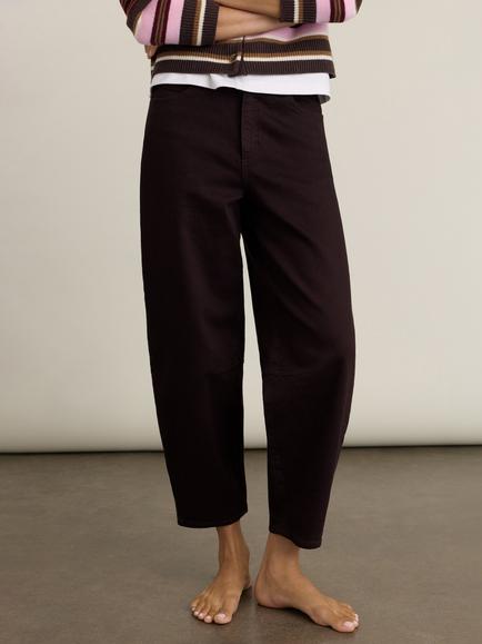 Baukjen Nixi Organic Cotton Rich Barrel Leg Jeans, Dark Chocolate - view 2, Dark Chocolate