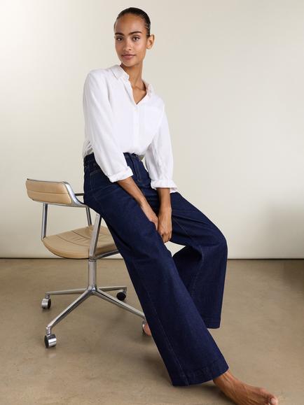 Baukjen Palmer High Waist Wide Leg Jeans, Dark Blue, Dark Blue
