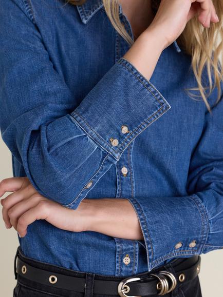 Baukjen Niki Long Sleeve Chambray Shirt, Indigo - view 2, Indigo